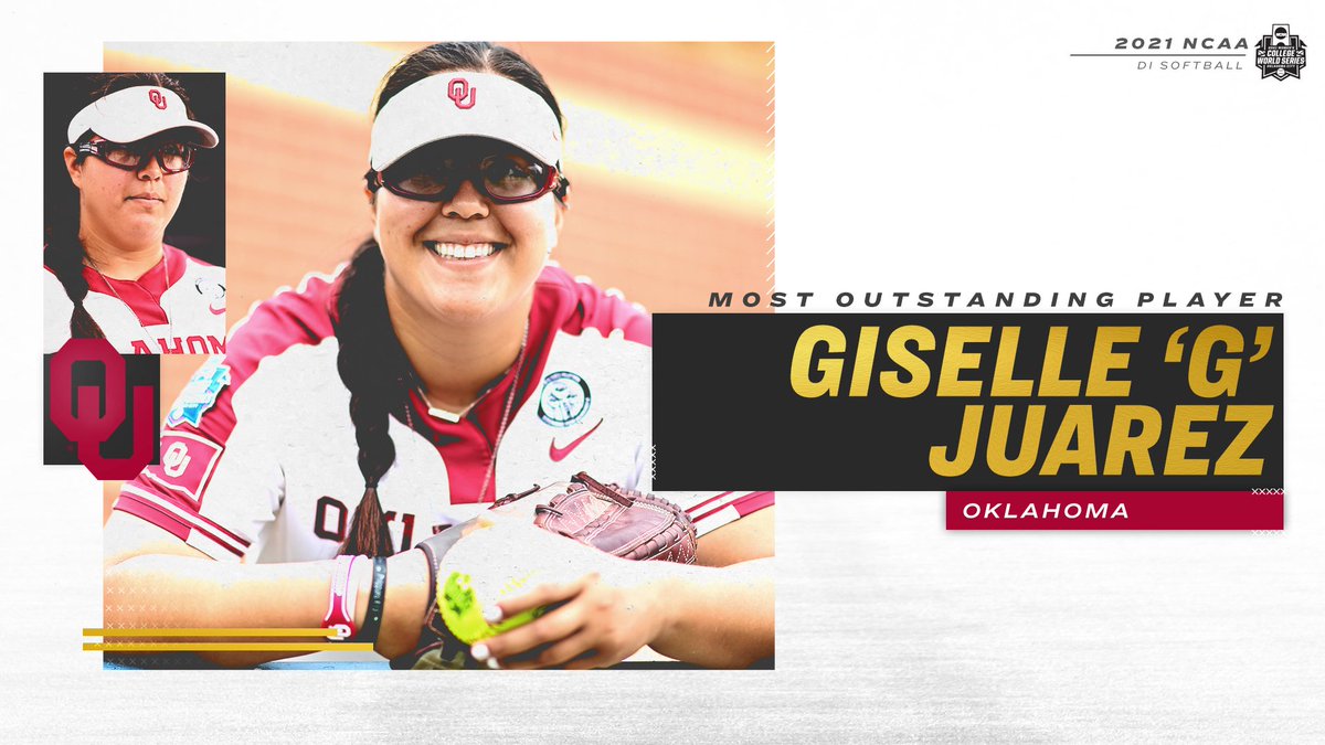 NCAASoftball's tweet photo. 𝐌𝐎𝐒𝐓 𝐎𝐔𝐓𝐒𝐓𝐀𝐍𝐃𝐈𝐍𝐆 𝐏𝐋𝐀𝐘𝐄𝐑 🤩
@ggotgame45 

#WCWS x @OU_Softball https://t.co/sQCmRm18lh