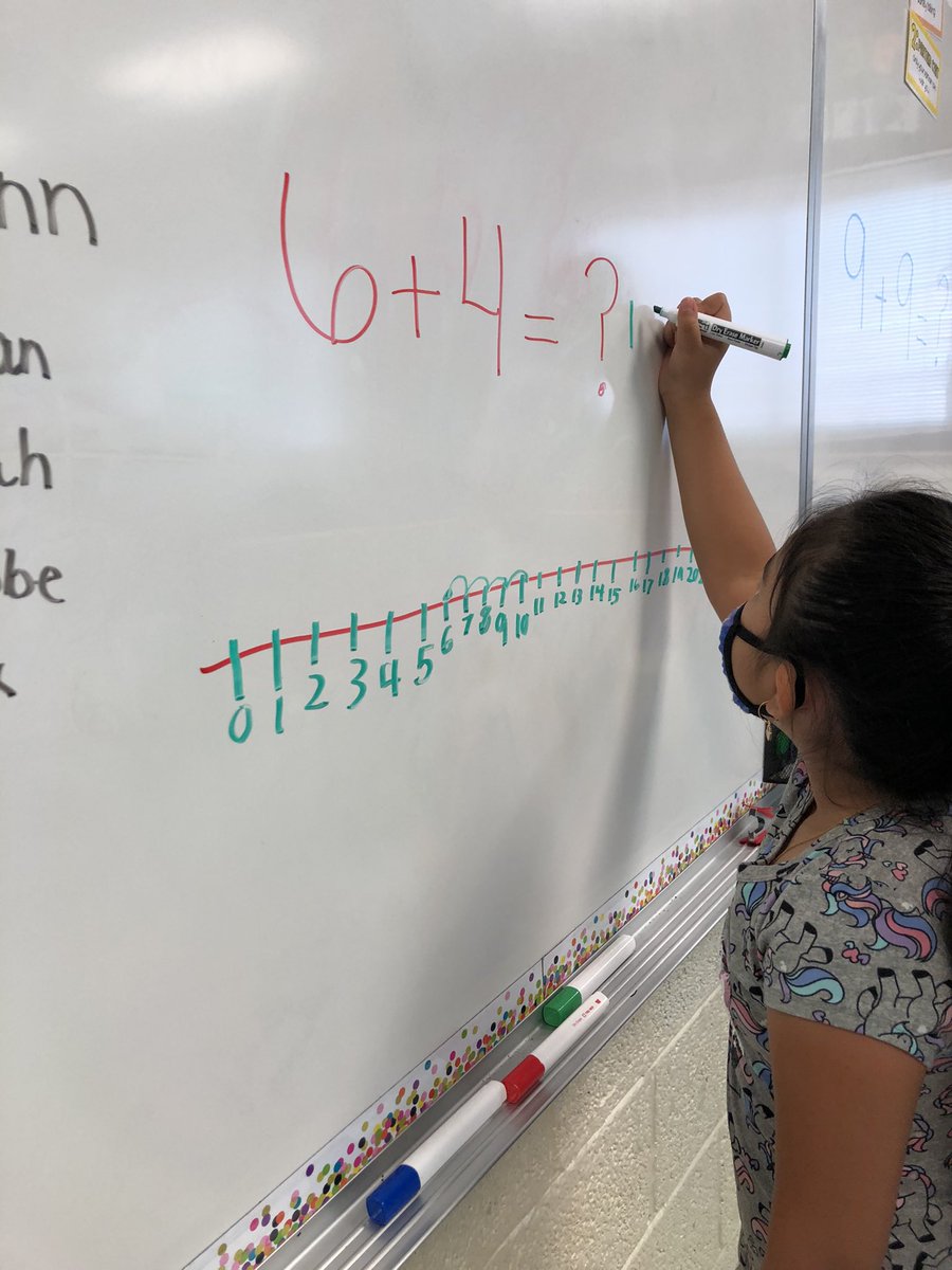 OaksRoadOwls's tweet photo. Using a number line is just one of the strategies used to solve an addition problem! #SummerLearning #KeepingSkillsSharp https://t.co/cHyjcMJhyC