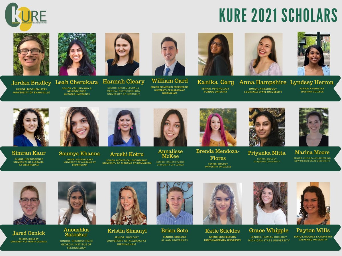 KUHPRIME's tweet photo. Meet the 2021 KURE Scholars! 
Follow along as we highlight their research experience throughout the summer! 

@UAB_NRTC @UABSOM https://t.co/zelurXY4Um