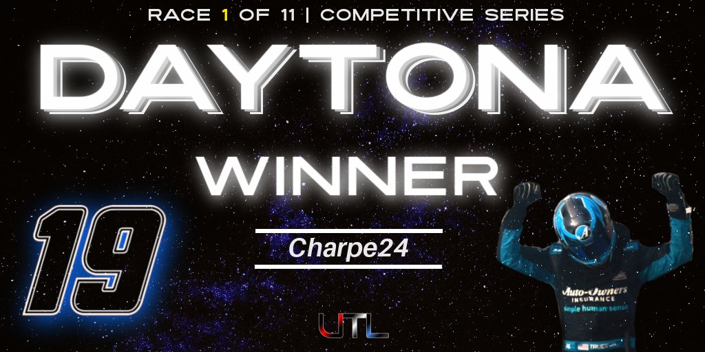 UTLRacingLeague's tweet photo. A little late to the party, but better late than never 🤷‍♂️. @_Charpe24_ is your first UTL competitive race winner from @DAYTONA! https://t.co/gVhc6mNixZ