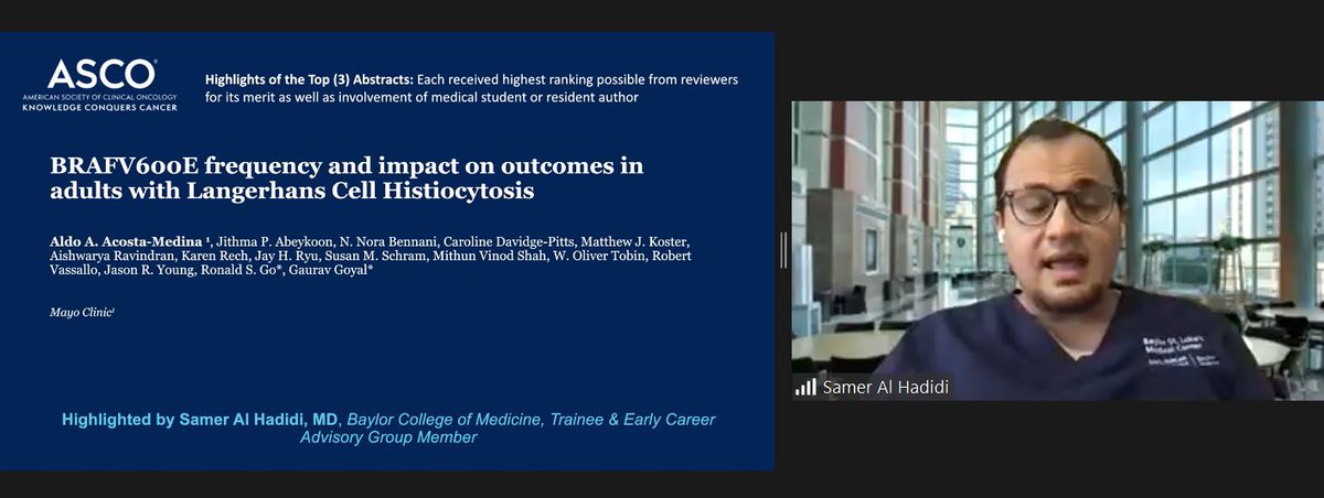 Thank you to all our team and incredible mentors of the Mayo-UAB Histiocytosis Working Group 🎉 🙌🏼

Honored to have presented amongst so many incredible colleagues and to have our work highlighted as a Top 3 Abstract in the #ASCO21 Med Student & Resident Forum!