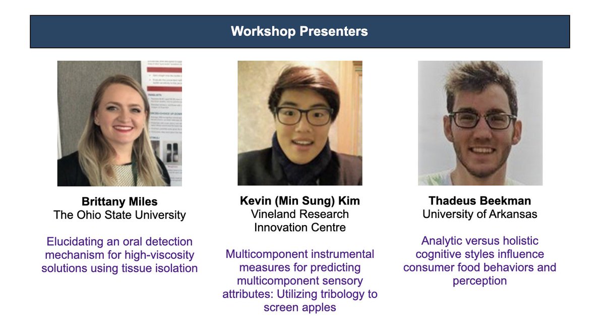 Join us for our June 24 Workshop, SSP Science Share Out: Conference Poster Winners, featuring presenters Brittany Miles, Thadeus Beekman, and Kevin (Min Sung) Kim.
sensorysociety.org/knowledge/Work…

#sensoryscience #sensorysociety
