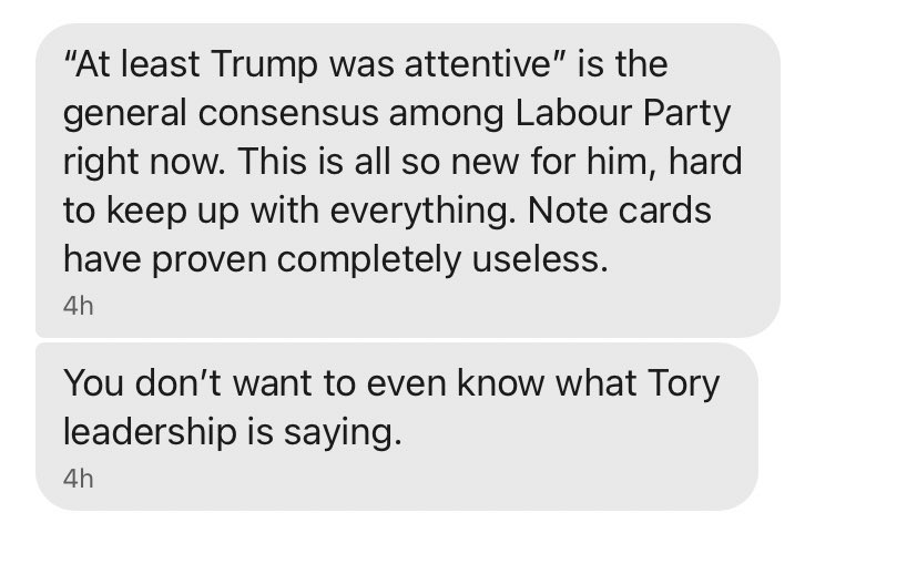 JackPosobiec's tweet photo. BREAKING: Labour Party member comments “At least Trump was attentive,” says Biden can’t keep up with G7 events or follow note cards, per WH official to @HumanEvents https://t.co/oHCoTJD2UM