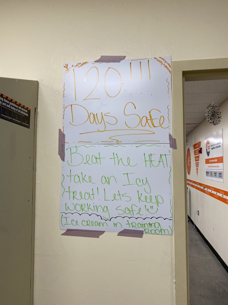 120 days safe!! What better way to celebrate than with some ice cream for this heat! Let’s keep working safe 8523 team😊 we appreciate you all! #safetymatters #safetyispersonal <a href="/2921073c19df4b9/">Rene Marquez</a> <a href="/raulmor78730856/">raul morales</a> <a href="/Danny_Houze/">Danny Houze</a> @Fuerstenberg15 <a href="/Yolanda_8523/">Yolanda ASDS 8523</a>