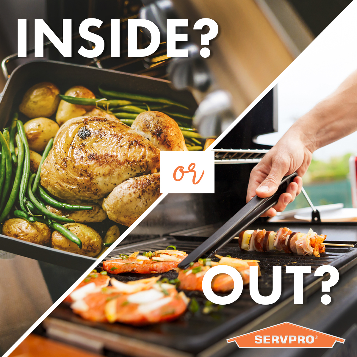 Tonight's menu has chicken. Are you using the oven or flames from the grill?