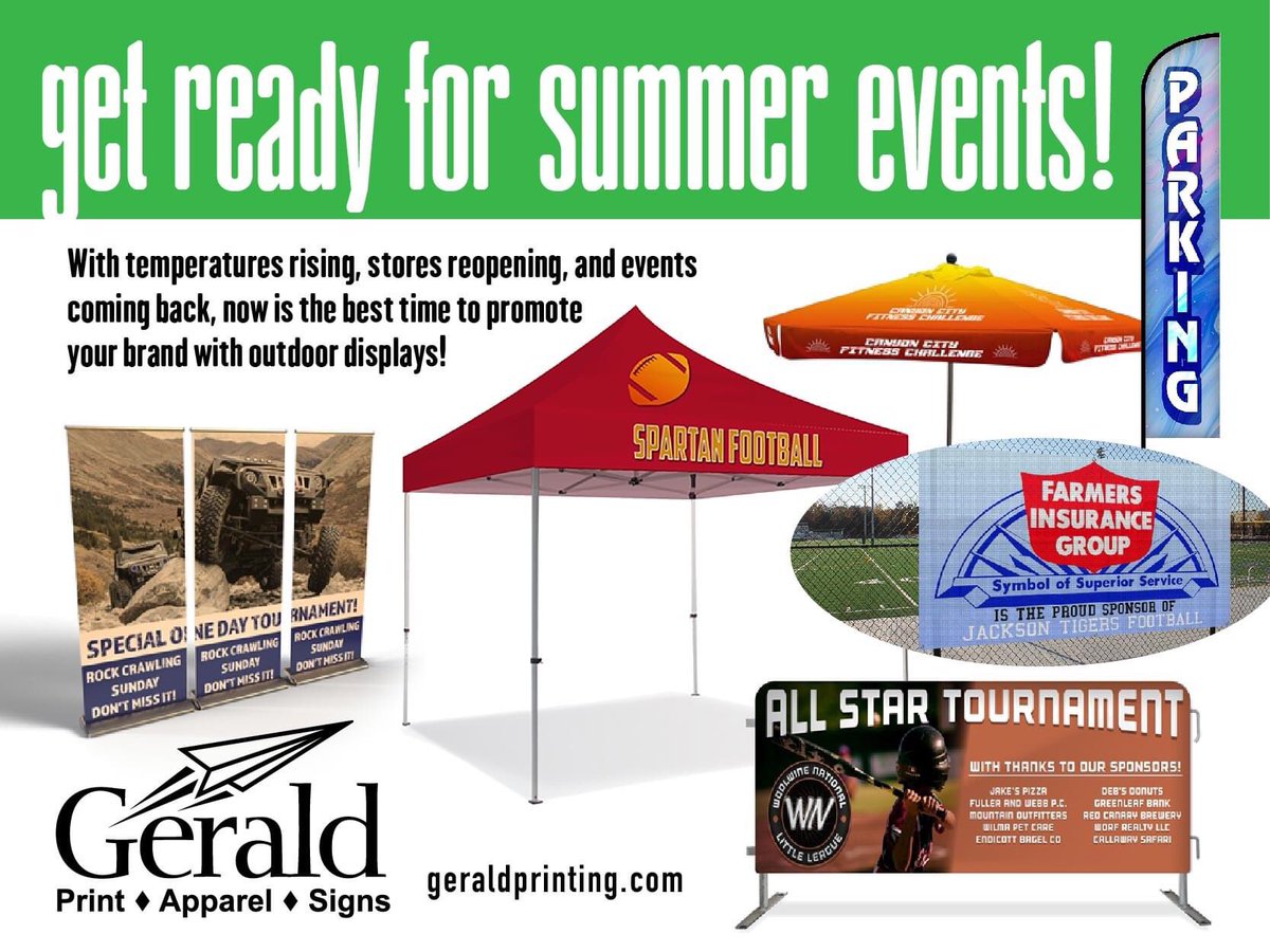 As you get #BackToBusiness, promote your #summer event, or look to advertise that your are #hiring  - Gerald Printing in Glasgow has the signage and banners to alert the world! Call us at 270-651-3751 to start your custom design!