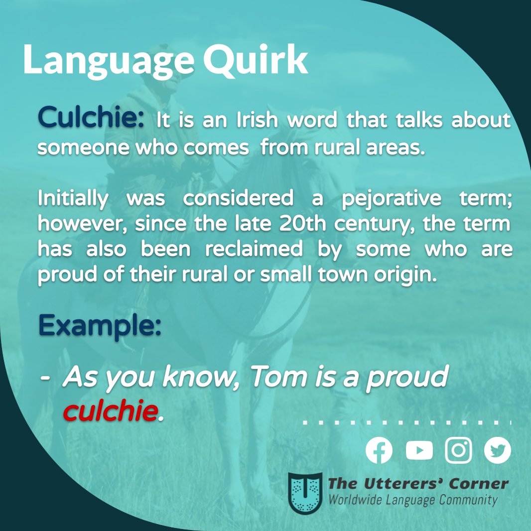 🤠
•
Wanna share a word with us? Send it on a DM with an example and the origin. 😎
•
•
•
#theuttererscorner #languagequirks #Englishonline #Inglésenlínea #culchie