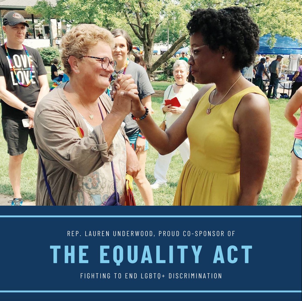LaurenUnderwood's tweet photo. It’s long past time for the Equality Act to become law, and Pride Month couldn’t be a better time to get it done!

We won’t have full equality in this country until every LGBTQ+ person can live free from discrimination. https://t.co/svvxsYJxHK