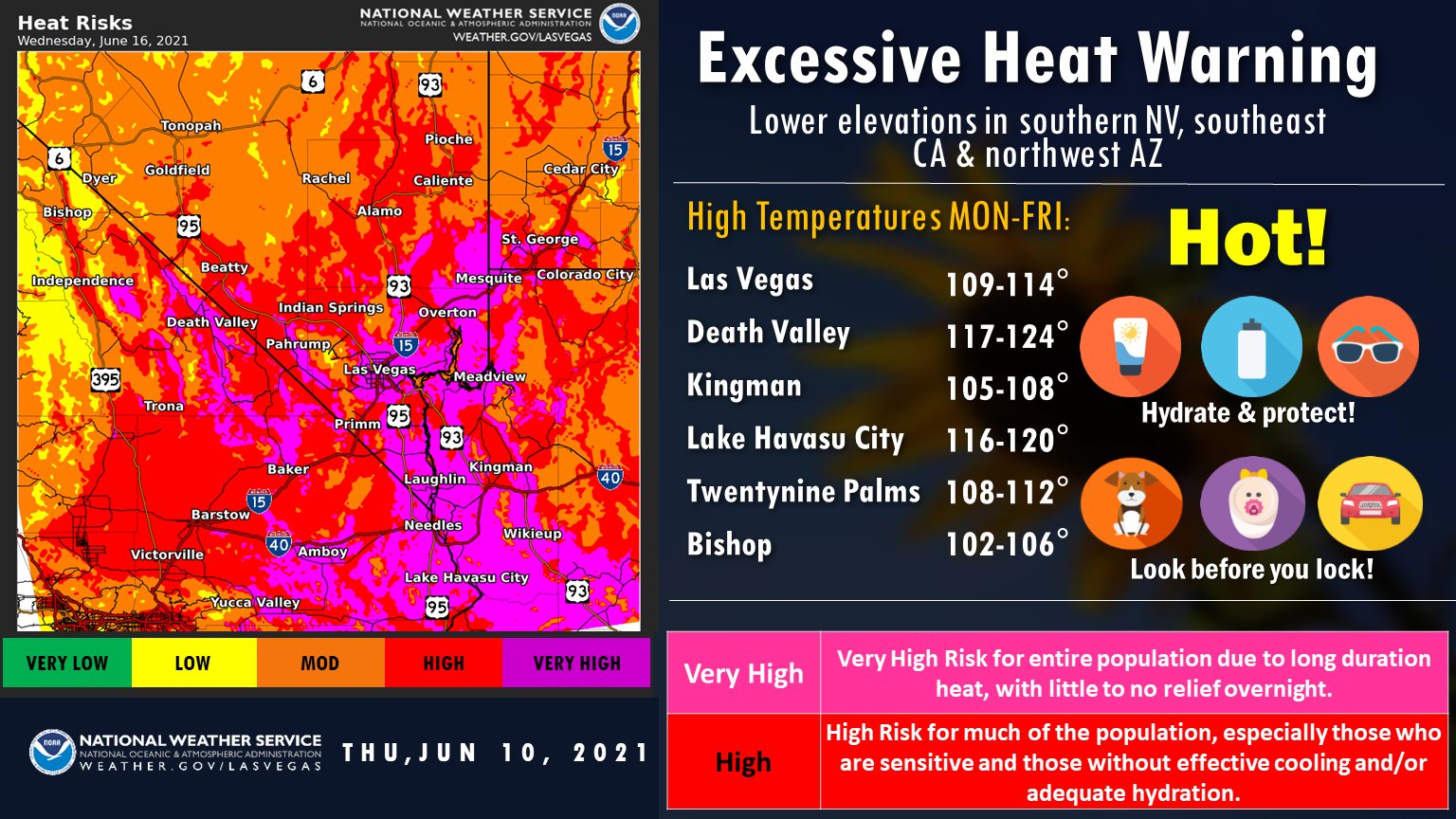 NWS Las Vegas on Twitter "⚠️UPDATE EXCESSIVE HEAT WARNING [Monday