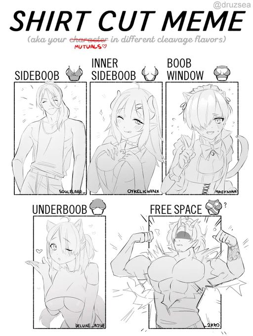 Shirt cut meme but with moots 💕

ft. @/Soulflare_, @/Oykelichanx, @/MikeyNyaa, @/deluxe_rosie and @/_2kko 
(don't want to tag because of spam ;__;)

Thank you for lending me your pngs!! I want to do more things like these in the future, you're all beautiful (╯✧▽✧)╯ 