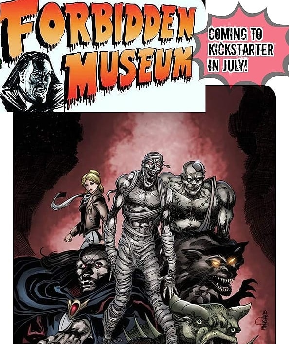 csawyerwriter's tweet photo. The Monsters will be freed July on Kickstarter! Get notified of the launch so you can get issue #1 of The Forbidden Museum (link to prelaunch in bio)

#forbiddenmuseum 
#horrorcomics
#universalmonsters
#monsters
#hammerhorror
#dracula
#wolfman
#frankenstein
#mummy https://t.co/N7rGMYvlTn