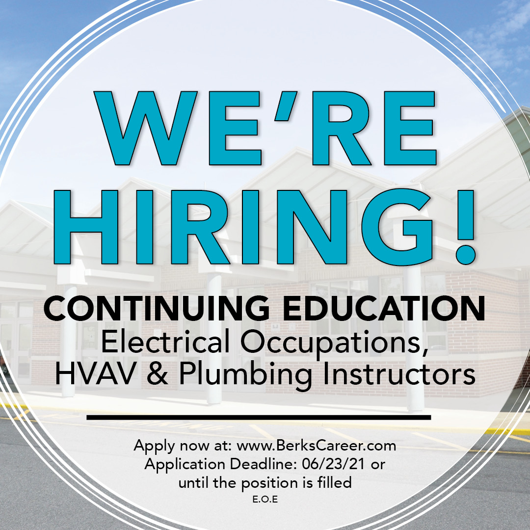 BCTC is looking for part-time evening Electrical, HVAC and Plumbing Instructors at the opening of the 2021-2022 school term.  

To learn about this exciting career opportunity, or to apply, visit: ow.ly/BU0M50DK5h5
Application Deadline:  on or before Friday, 06/23/21