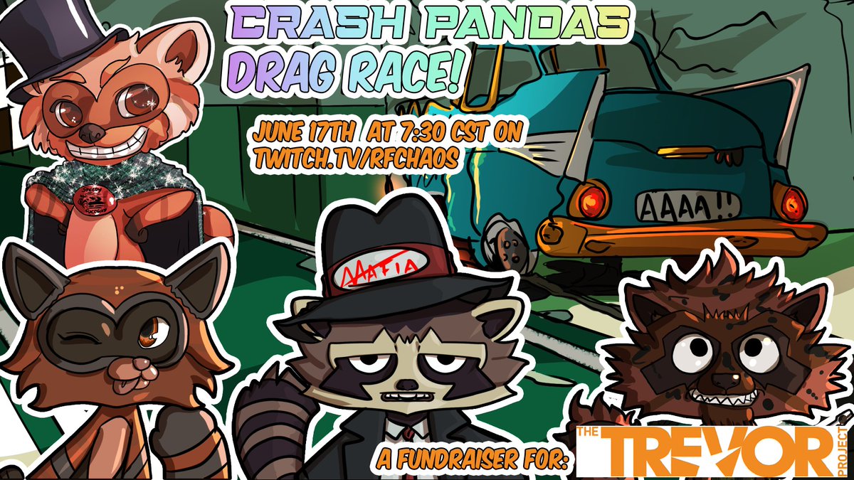 roll_for_chaos's tweet photo. On June 17th (Next Thursday!) at 7:30CST we will be hosting a fundraiser for the Trevor Project in celebration and consideration of Pride month. Hope to see you there! #pride #fundraiser #smallstreamers #crashpandas https://t.co/SeUMwARs42 https://t.co/OOgMtSfmpP