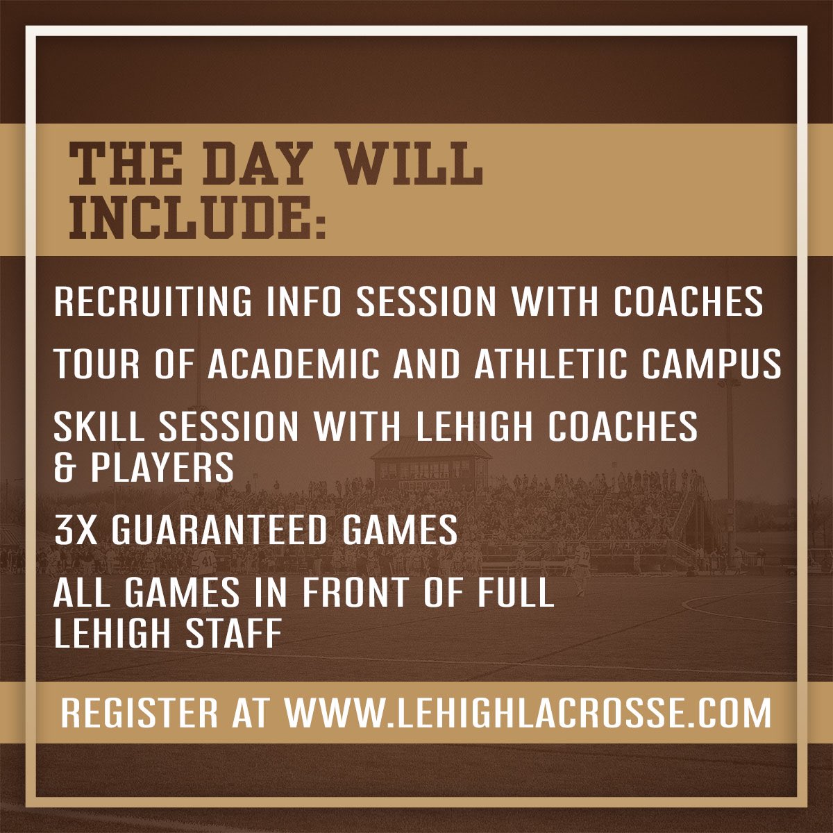 📢 To the Classes of 2022, 2023 and 2024,

🦅 Get Coached. Go Compete. Get Recruited.

🔗 The registration link is NOW LIVE.

😤Can't wait.

lehighlacrosse.com/copy-of-summer…