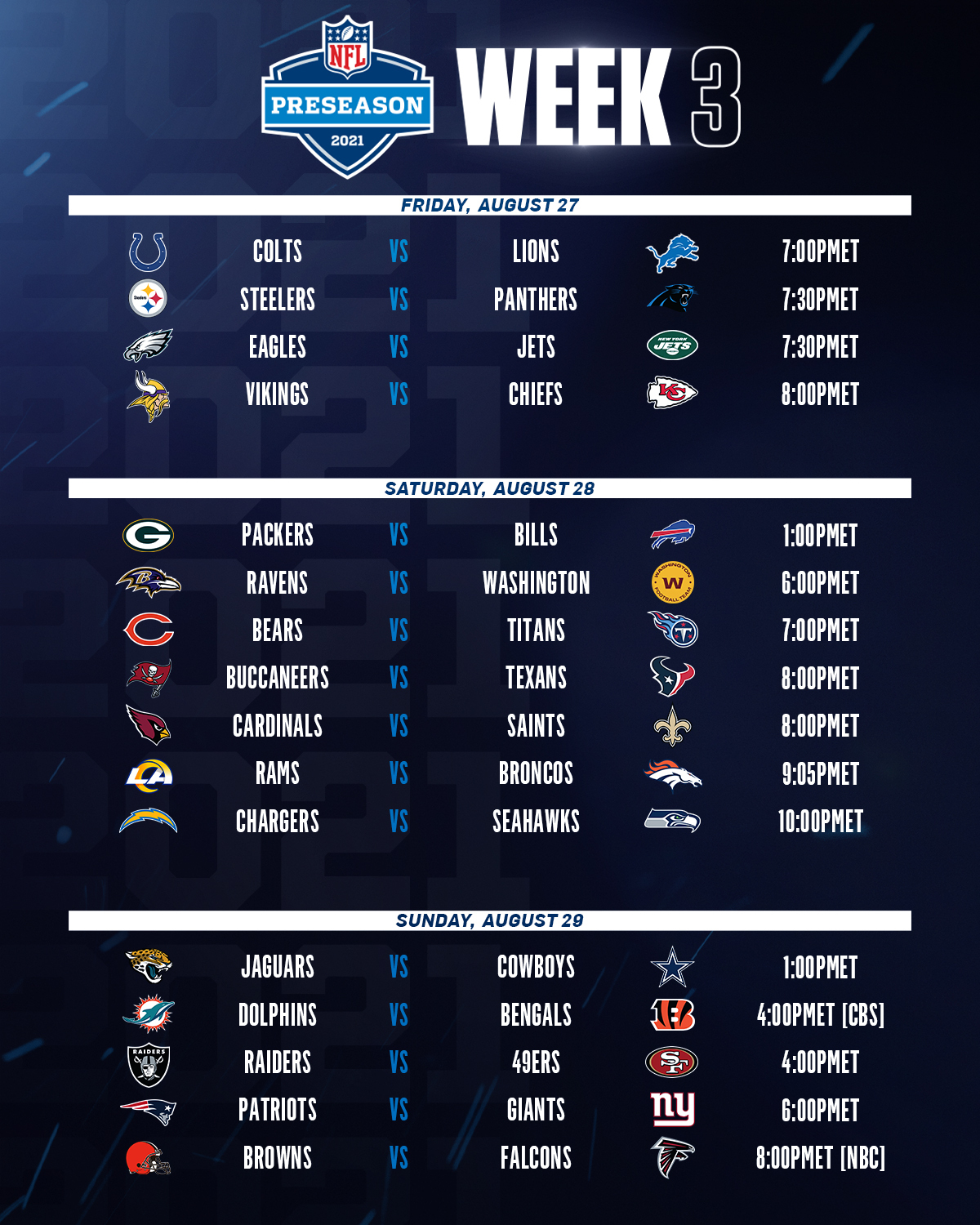 NFL on X: The 2019 NFL Preseason Schedule!  / X