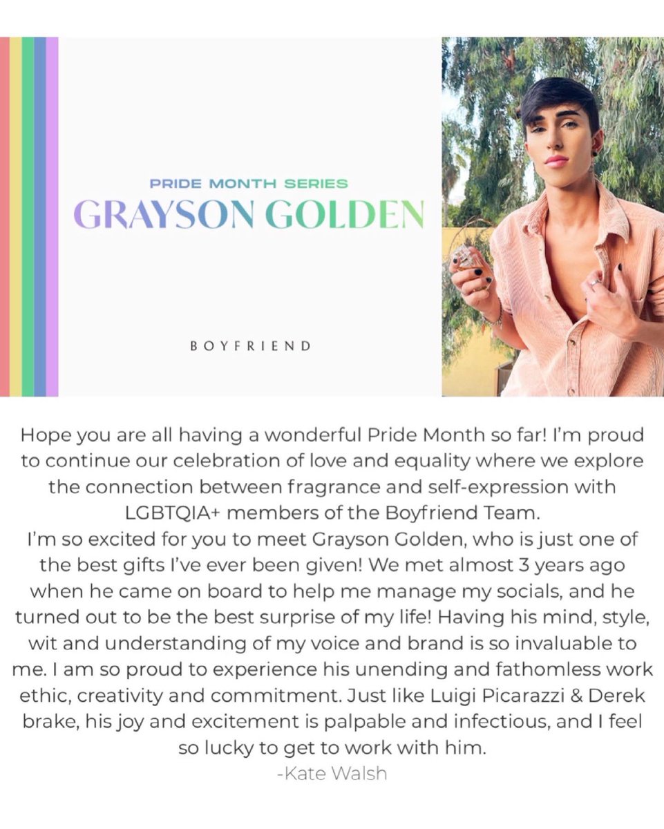 GraysonGolden's tweet photo. I’m so lucky to work with the Boyfriend team and especially grateful to work with the unfathomably beautiful &amp; kind @KateWalsh 🥰 Head to the link in my bio to check out the full feature over at https://t.co/gz48B1T0n5 🌈 https://t.co/0Zedq6kklh