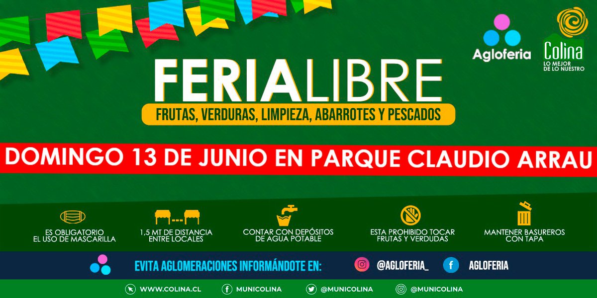 MuniColina's tweet image. #FeriaLibre
Informamos que este domingo 13 de junio, debido a la celebración de la segunda vuelta de las #Elecciones2021CL, la Feria Libre traslada su ubicación desde calle Labarca hacia el parque Claudio Arrau, desde calle Francisco Flores del Campo.
@mario_olavarria