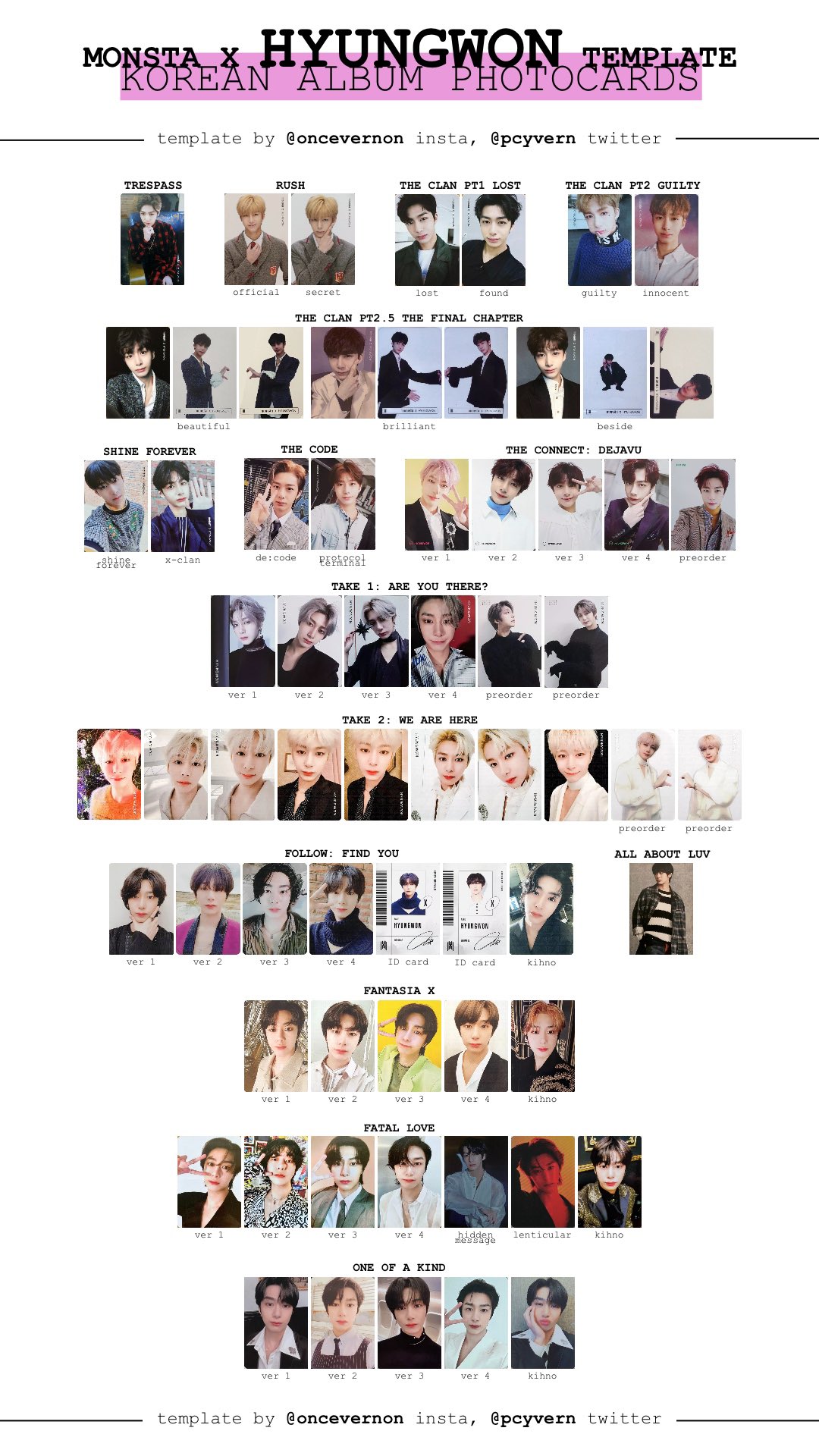 bella on X: up to date monsta x korean album photocard templates with the  shape of love photocards added! all members are available on the google  drive  in the MONSTA X