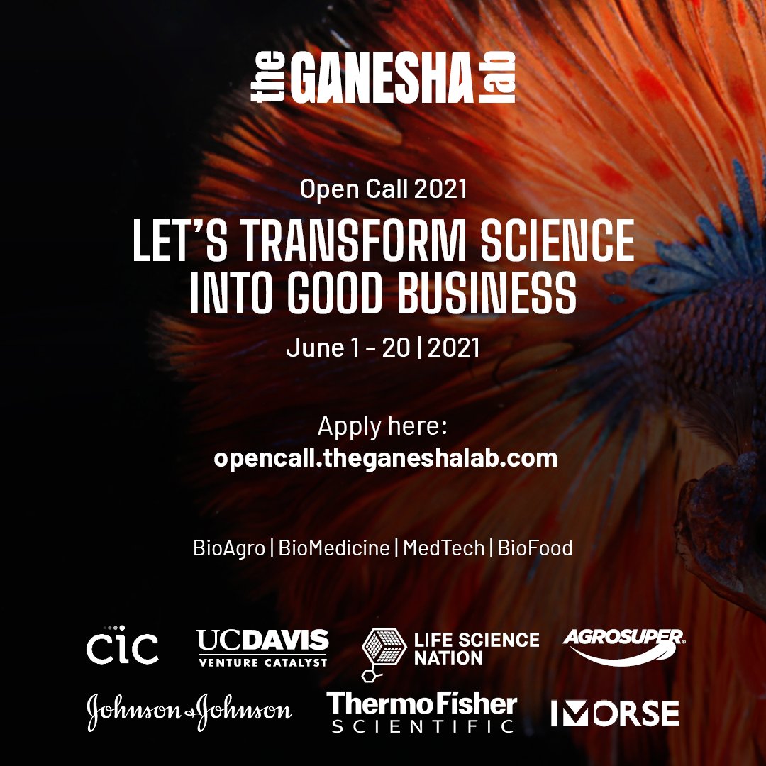 ¿Quieres transformar tu proyecto científico en un buen negocio? En <a href="/TheGaneshaLab/">The Ganesha Lab</a> tendrás la oportunidad de escalar tu #emprendimiento y presentar frente a
inversionistas. 

¡Tienes hasta el 20 de junio para aplicar!

Más información en: opencall.theganeshalab.com