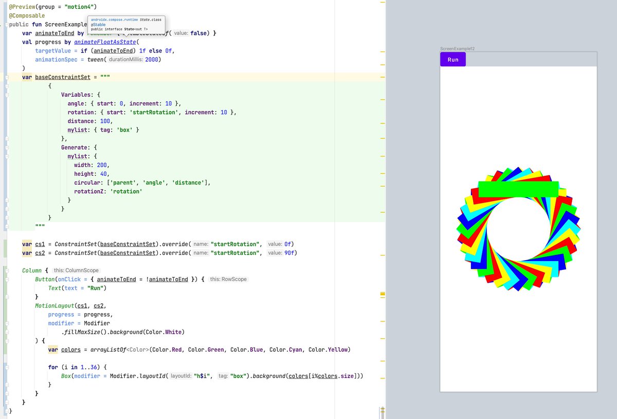 camaelon's tweet image. sneak peak of the next release...

#ConstraintLayout #MotionLayout #AndroidDev #JetpackCompose