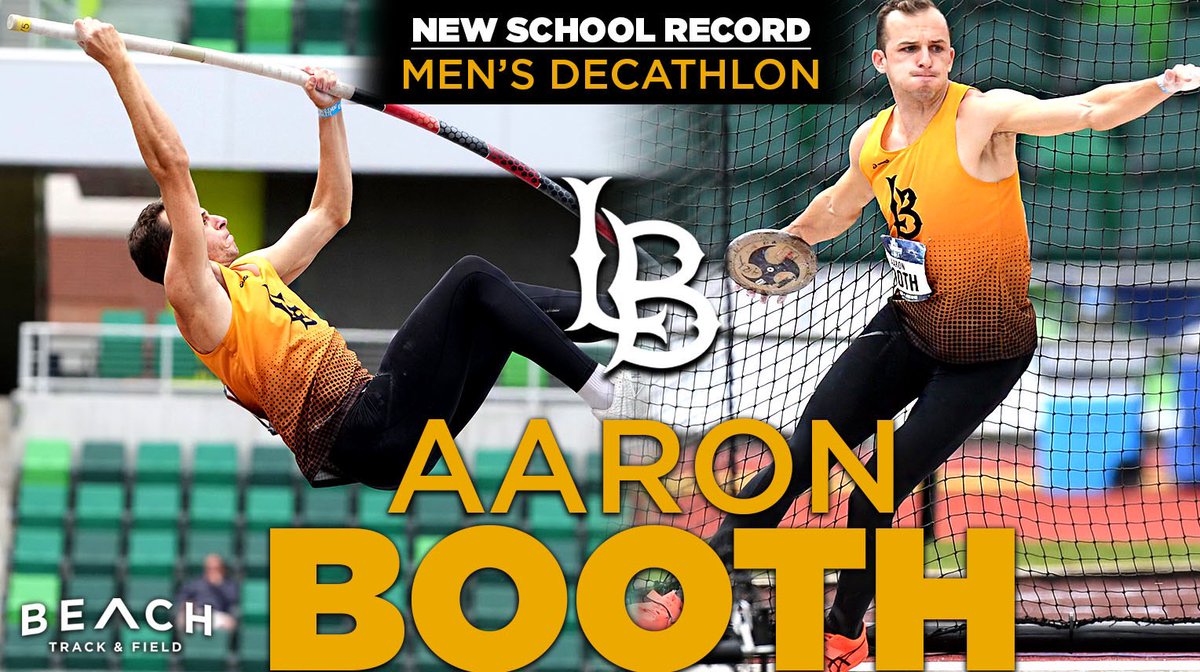LBSUAthletics's tweet photo. 🚨Congratulations to @LBSU_Track_XC Aaron Booth on breaking the Men’s Decathlon School Record with a final score of 7644 points at the @NCAATrackField Championships!💪👏 https://t.co/g7xIZURhN8