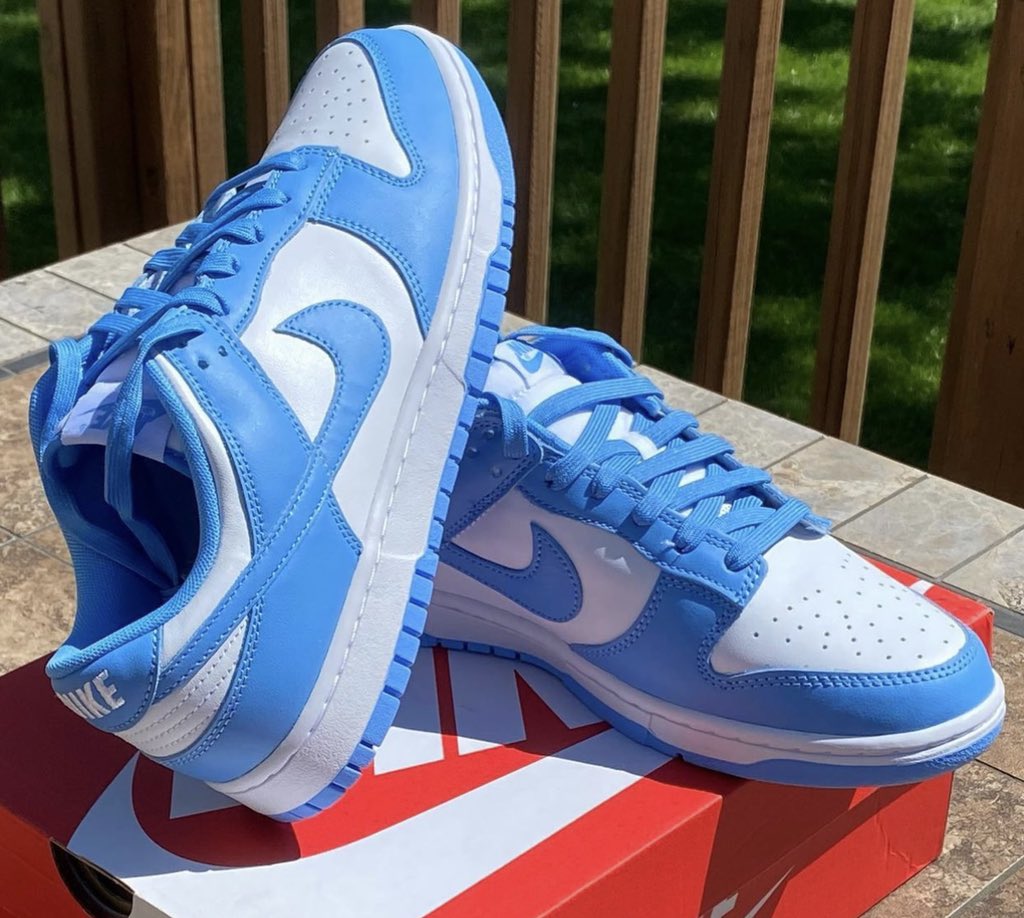 kicksonfire's tweet photo. It’s official. The Nike Dunk Low University Blue will be releasing on June 24th for $100. https://t.co/hlm2ajsVwk