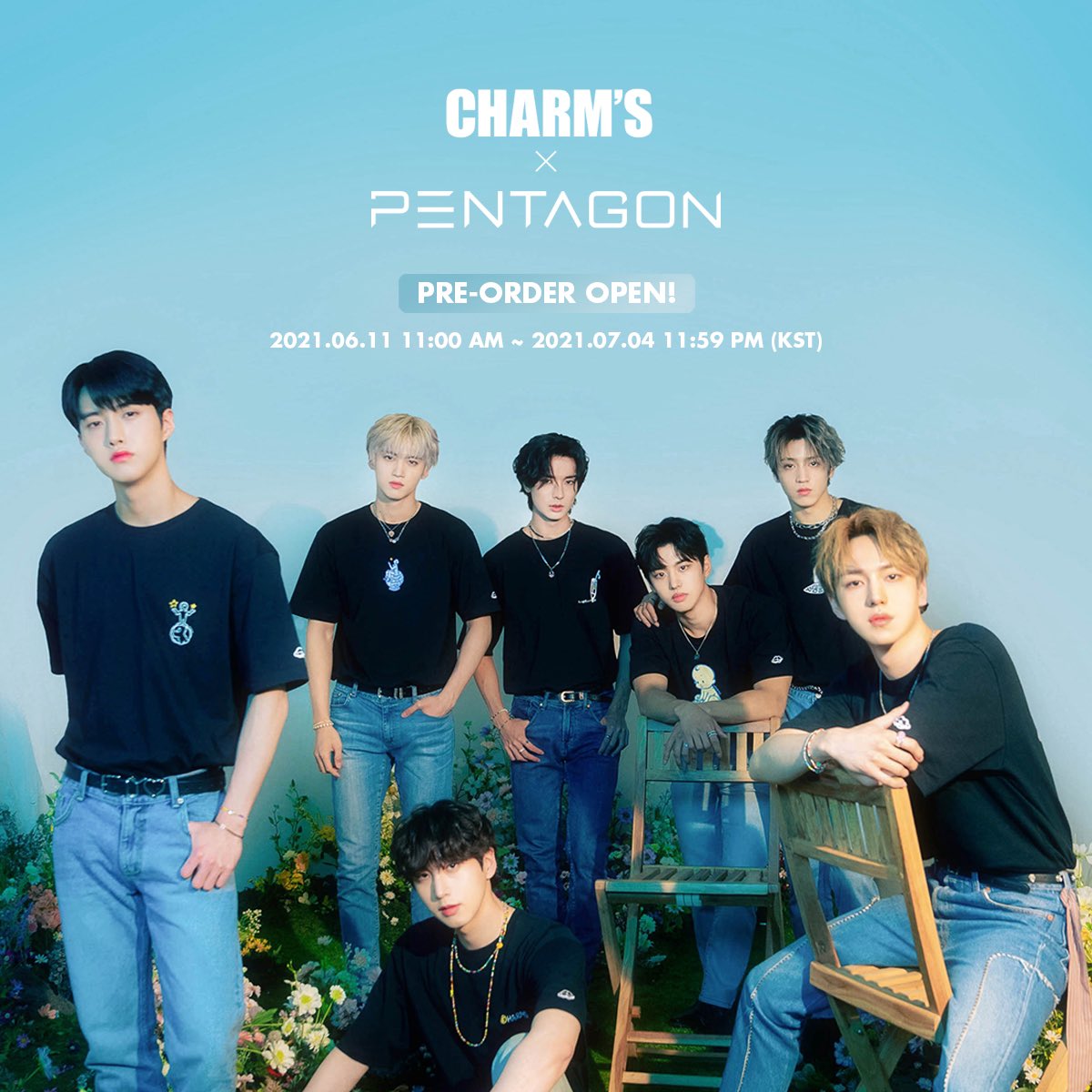 PENTAGON X CHARM'S
2021 COLLABORATION OPEN✨

2021.06.11 ~ 2021.07.04 23:59 (KST)

▶ bit.ly/3v7o46I
▶ bit.ly/3izh6Ve

#펜타곤 #참스 #PENTAGON #CHARMS 
#PENTAGONXCHARMS