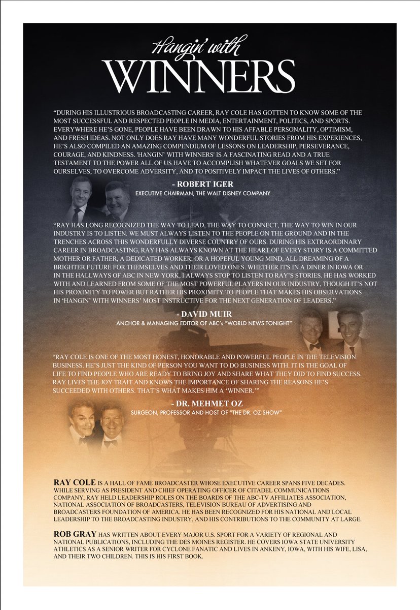 Over the course of the last 15 months, Rob Gray has helped me organize a career’s worth of anecdotes &amp; pore over transcripts from 60+ interviews with “winners” of all varieties. The result? Our book with 32 profiles &amp; countless lessons on “winning” traits. 

Coming out this Fall!