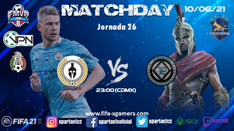 SpartanFC2's tweet photo. 🔥 Hoy tenemos las ultimas jornadas de la FMVP ⚽️🎮

📅 J25 🆚 #LimonFC
⏰ 22:30

📅 J26 🆚 @PastranaCF 
⏰ 23:00

🏆 @VPN_MEXICO  - 2da Div B

▶️En vivo: https://t.co/mqN3EtbRX4

| #FMVP | #VPNMéxico | #ProClubs | #XBOX | #eSports | #FIFA21 | #ClubesPRO | #eLigaMX | https://t.co/I8hnaciB5m
