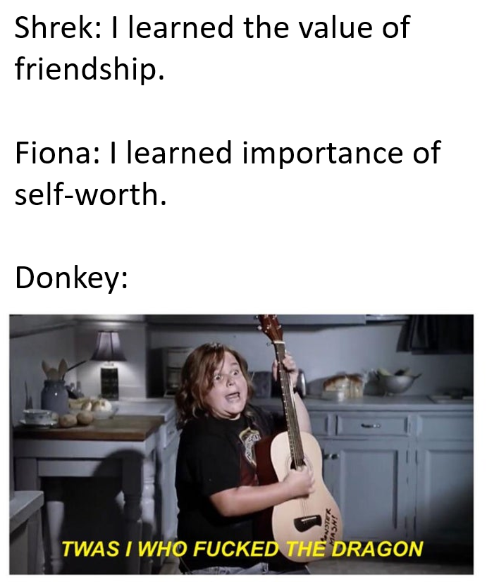 memescentrai's tweet image. The morals of Shrek