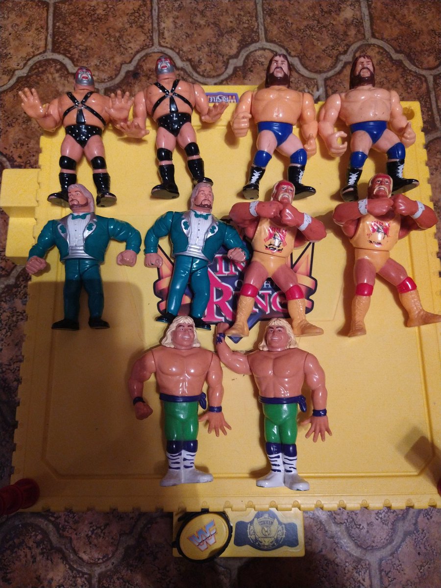 refereejaredc's tweet photo. I own 70 of the retail released Hasbro WWF line, excluding mail-aways and exclusives. I also own the entire WWE Mattel retro line, including errors. I have these items up for trade for the 27 that I am in need of. #hWo #wwfhasbro #WrestlingFigures #wweretro https://t.co/Y1xgz9poRR