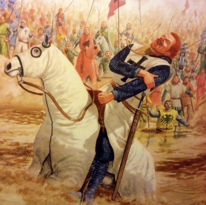 PVHistoryClub1's tweet photo. On this day in History: 

1190: Frederick I Barbarossa drowns while leading the third crusade
1916: The Great Arab Revolt begins 
1944: SS soldiers commit the Oradour-sur-Glane massacre https://t.co/QMCDM52SVX