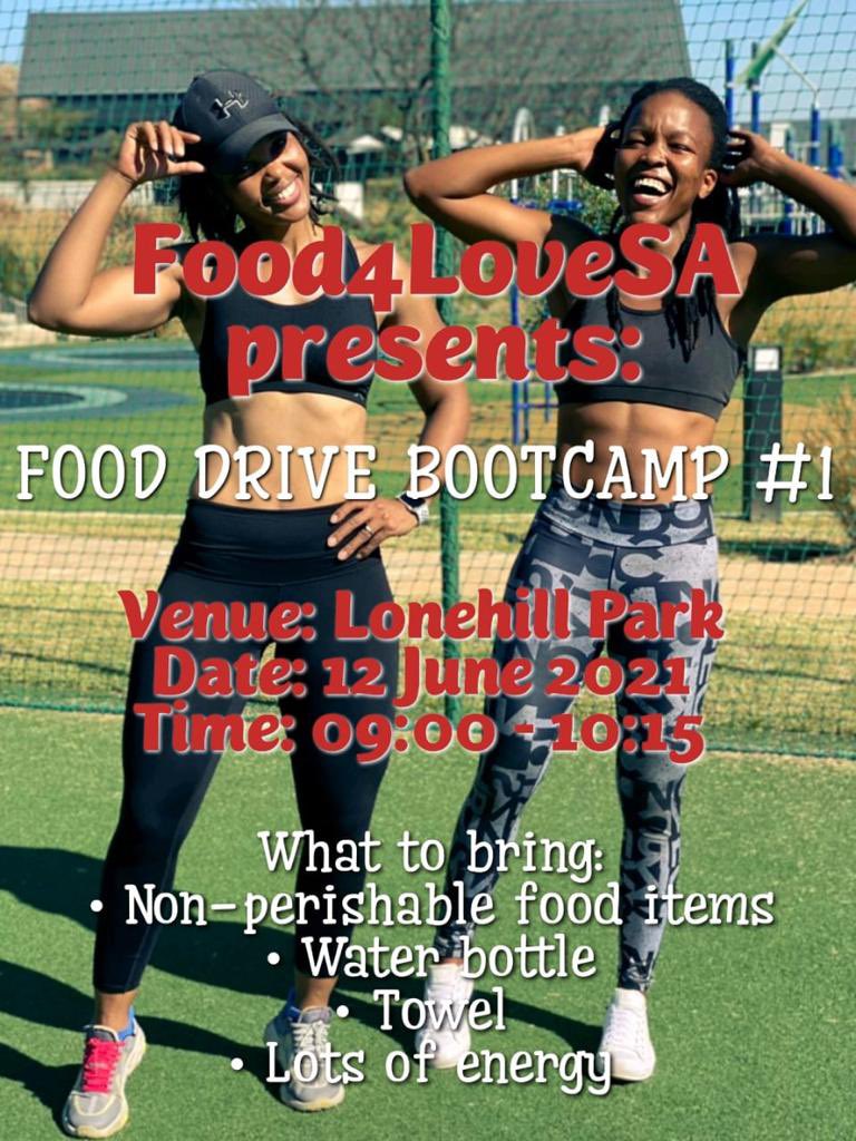 Happy FriYAY Fit Family. If you live in the north of Jhb please come support this great initiative as we feed the hungry while getting our sweat on. All Covid protocols to be observed. Boot camp is free, please bring a non-perishable food item if possible👏🏾
#FetchYourBody2021