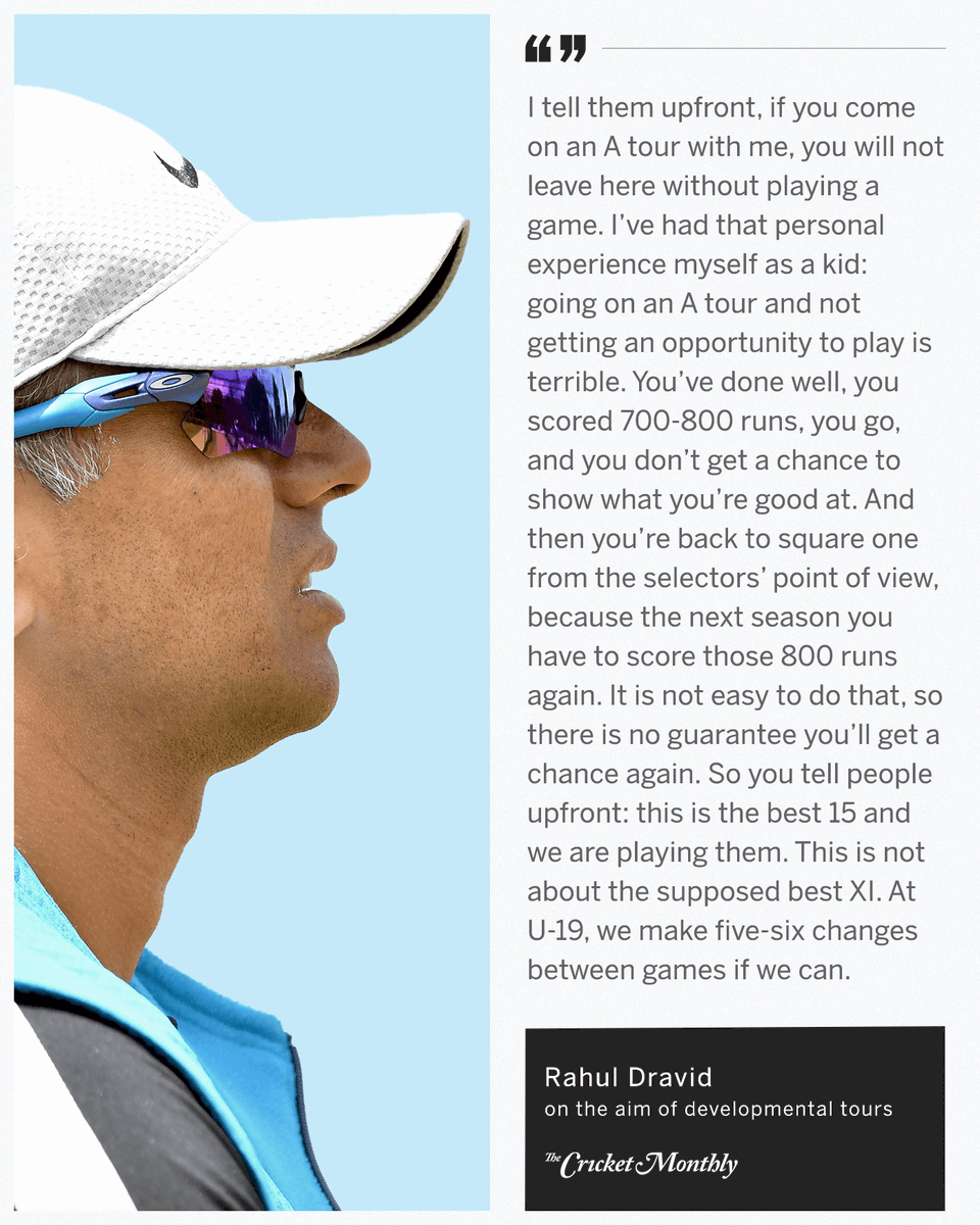 cricinfo's tweet photo. Before Rahul Dravid took over the developmental teams, there was no structure or continuity to A-team cricket in India 🏏

A look into how India built their world-beating bench strength 👉  https://t.co/J4HCHmHQhm https://t.co/BoA4jrjUNc