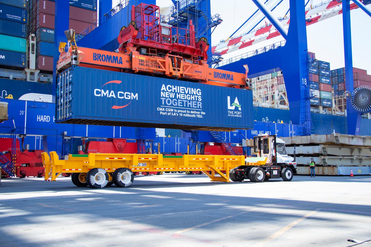 Today, <a href="/PortofLA/">Port of Los Angeles</a> became the first port in the Western Hemisphere to process 10 million container units within a year.

This milestone is a reflection of our Port's role as the backbone of our region’s prosperity and is a testament to our unmatched port infrastructure &amp; workforce.