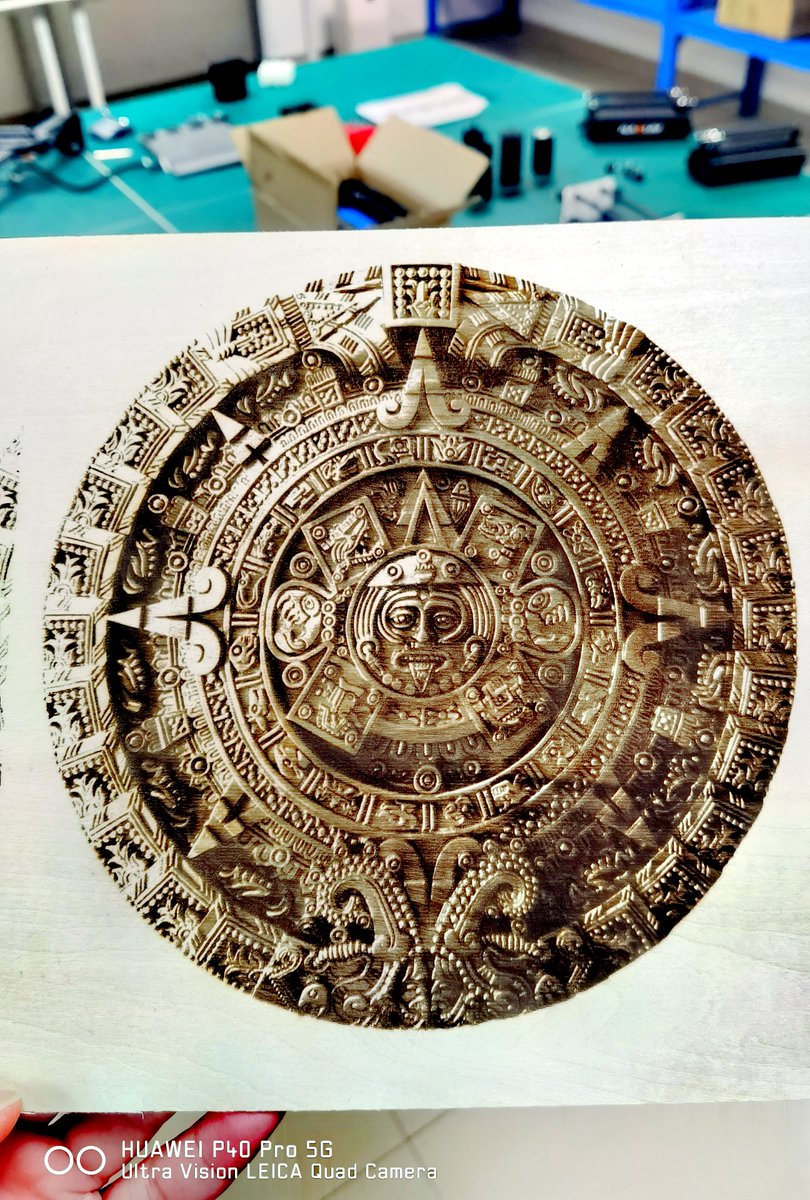 SAtomstack's tweet image. It looks amazing when finished. With a 40W CLS (compressed laser spot), the Mayan totem looks like a copper texture. #laserengraving #laserengraver #atomstack #A5PRO