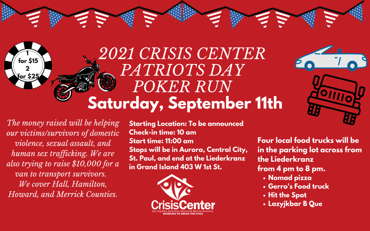 CrisisCenterGI's tweet photo. Before you know it, Fall will be hot on our tails and ready to make some memories on the road before winter hits.  This is Nebraska after all. 😏 We had so much fun last year with our poker run, and we want to do it all again. https://t.co/W4Ck4RHWR0