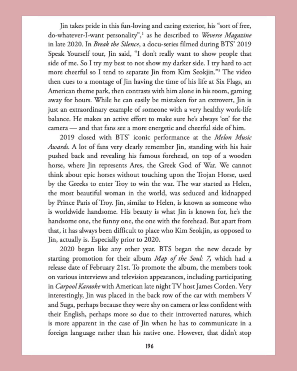 bulletproof_hq's tweet photo. Dear @BTS_twt, we wrote you a book. Here's a chapter preview of Jin: It's definitely the forehead, but it's more than that too by @padyatheleo.

BTS by ARMY: 2020 is available in paperback &amp; eBook, out June 13.

https://t.co/Js0NthBaNU
#BTSbyARMY #DearBTSLoveARMY #BTSInOurWords https://t.co/XCSv24Zqlk