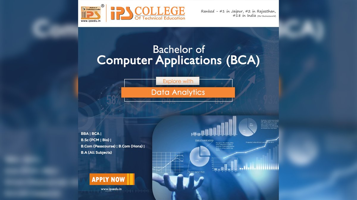 ipsjaipur's tweet photo. Explore #BCA with #Data_Analytics.
Call / WhatsApp Now : 8233970000
#IPS_College #IPS_College_of_Technical_Education #AdmissionsOpen #admissionopen2021_2022 #admissionsopen2021 #Admission_Going_On
https://t.co/MF5McLYv8j
#top_ranked_premium_bca_college_in_jaipur, https://t.co/Oc9SX59iNg