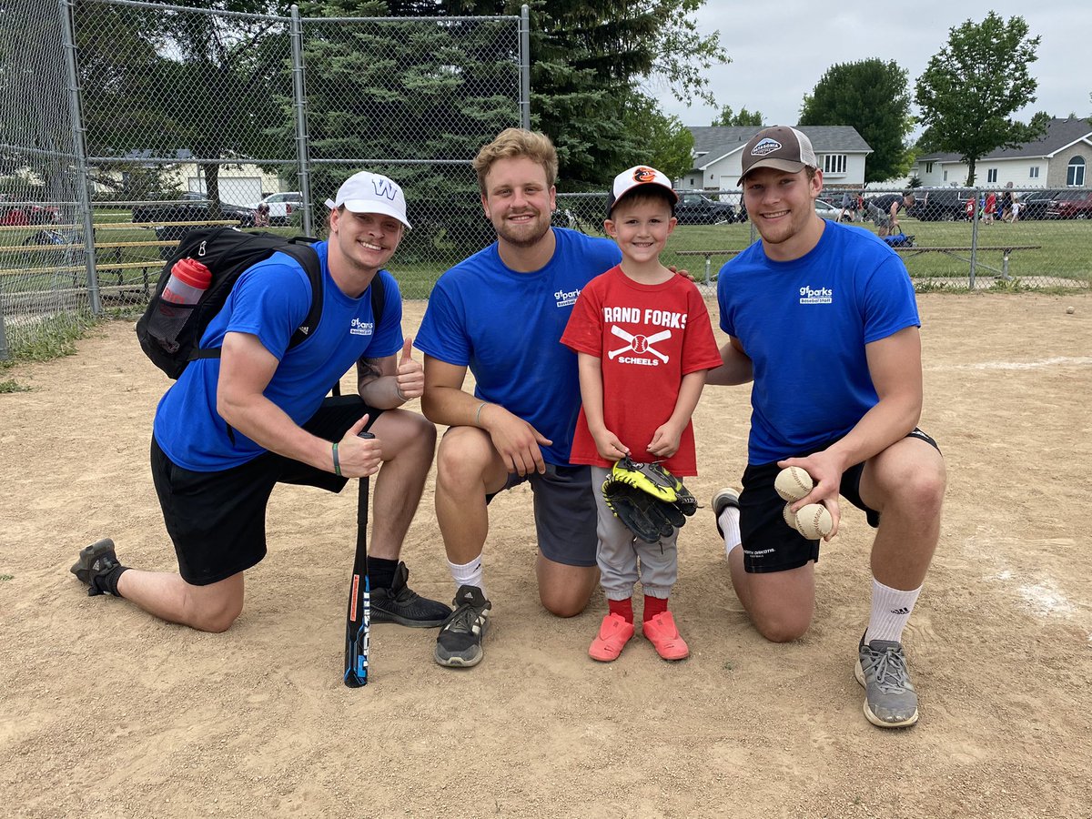 Baker loved every minute of baseball this week but who wouldn’t when your coaches are @UNDfootball players! Thanks for bringing the energy and making the first week of practice so much fun!