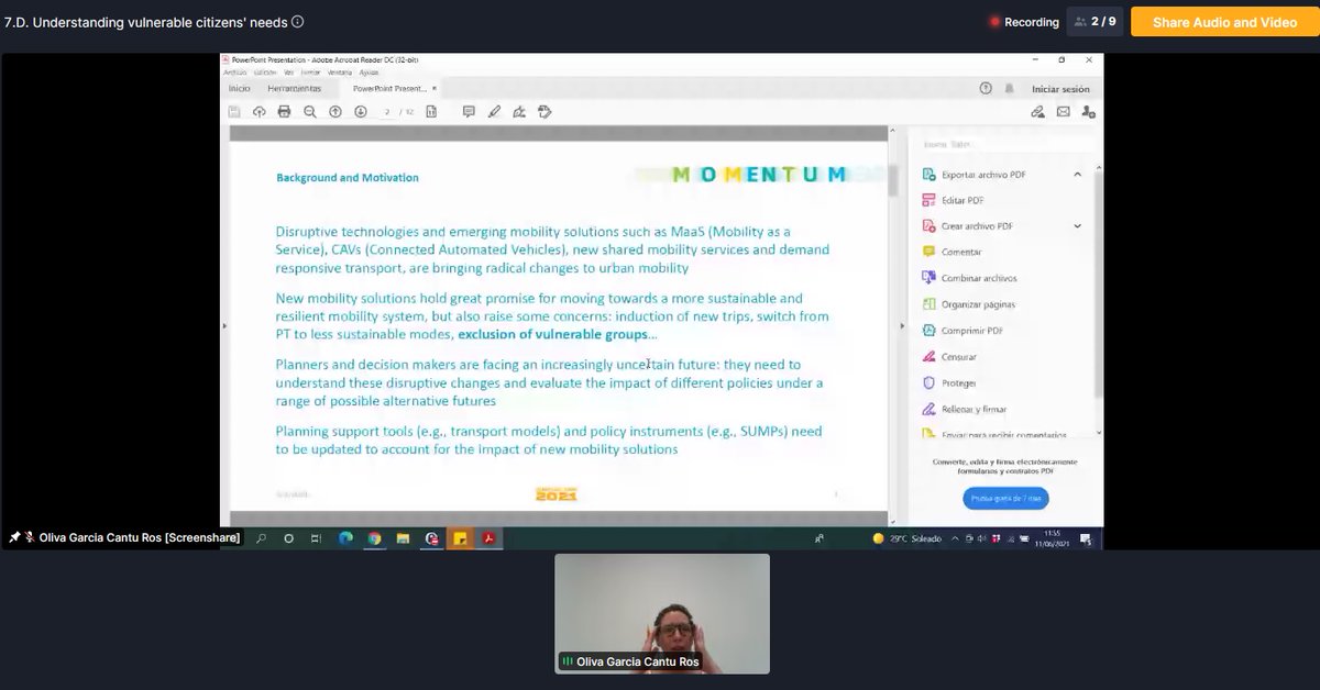 Oliva Garcia Cantu Ros (<a href="/_nommon/">Nommon</a>) presented our project during the <a href="/POLISnetwork/">POLIS</a> #UnextEU inclusion session: She highlighted that 'inclusion of older citizens and people with lower income remains a major challenge for emerging mobility solutions'.
