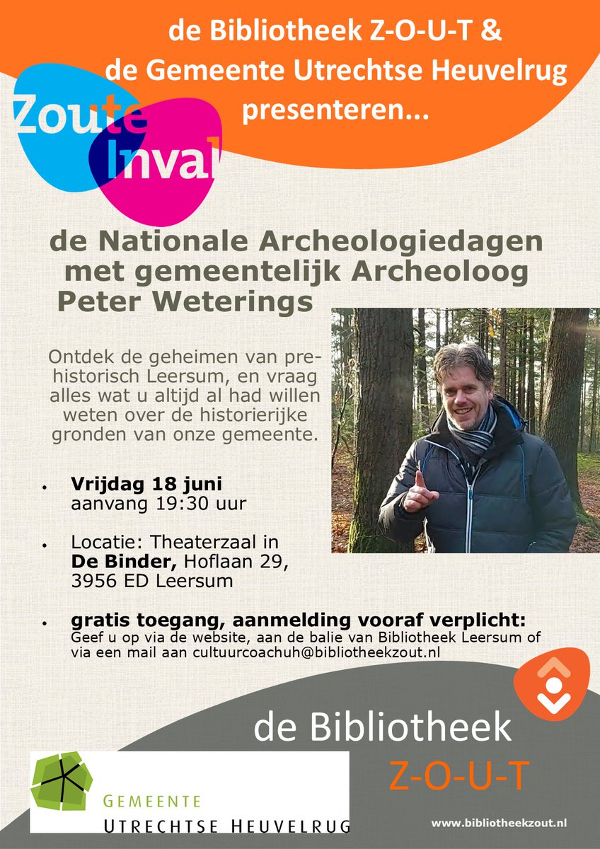 cultuurcoachUH's tweet image. Volgende week vrijdag is het zover! Ben je ook zo benieuwd naar wat de gemeentelijke archeoloog allemaal doet en heeft gevonden? heuvelrug.nl/archeologie
Opgeven kan nog: bibliotheekzout.nl/nieuws---agend… #biebzout #heuvelrug