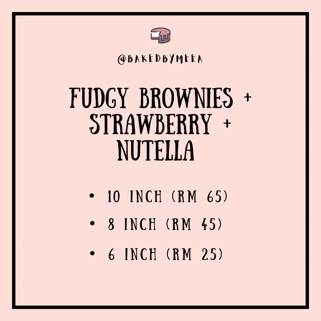bakedbymeea's tweet photo. Price list do refer here ✨

🍰 Kek Batik Indulgence
🍰 Fudgy Brownies 
🍰 Choc Cheese Fudgy Brownies

🌟 Combo Box

📲 https://t.co/vfDZIQ1ZyD
📸 https://t.co/tSytmZefTw https://t.co/Goy379TbDs
