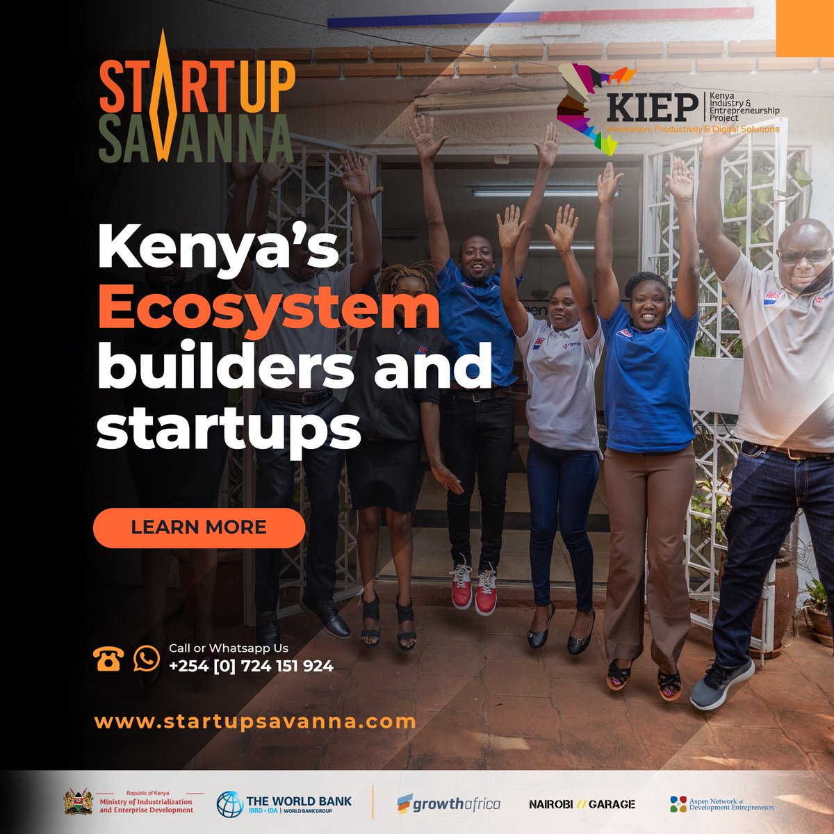 KENYA’S ECOSYSTEM BUILDERS, AND STARTUPS 
🟠Create commercial relationships with investable businesses for Business development, financing, and market expansion. 
Plugin: startupsavanna.com.

<a href="/WorldBank/">World Bank</a> <a href="/IndustryKE/">IndustryKE</a> <a href="/GrowthAfrica/">GrowthAfrica</a> <a href="/AspenANDE/">Aspen Network of Development Entrepreneurs (ANDE)</a> <a href="/NairobiGarage/">Nairobi Garage</a>

#StartupSavanna
