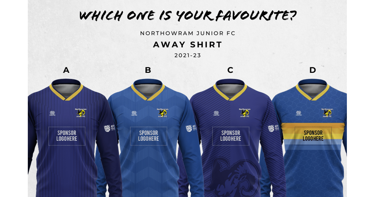 NorthowramJFC's tweet image. 🚨KIT VOTE🚨

Club Members, the away kit vote goes live at 12 pm today! 

Will it be A, B, C or D?

📧 Keep an eye on those inboxes!
njfc.co.uk/news/2021-23-a…
