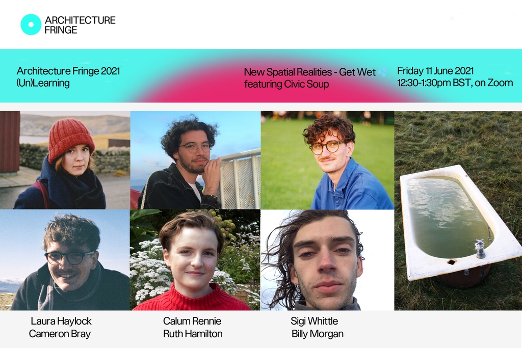 🛎️ Happening in two hours! 🛎️ 12:30-1:30pm BST⁠

New Spatial Realities - Get Wet⁠
⁠
Civic Soup will present and discuss their work today, and invite you to test the water on a guided excursion around and within our bodies of water.⁠
⁠
book here > tinyurl.com/2knbv85y
