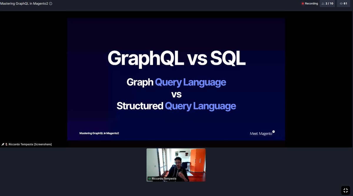 In diretta il nostro <a href="/RicTempesta/">The Big Rick (now in 4k)</a> al <a href="/MeetMagentoIT/">Meet Magento Italy</a> sta parlando di #GraphQL su <a href="/AdobeCommerce/">Adobe Commerce</a> #magento2 #mm21it cc/ <a href="/skeellersrl/">skeeller</a>