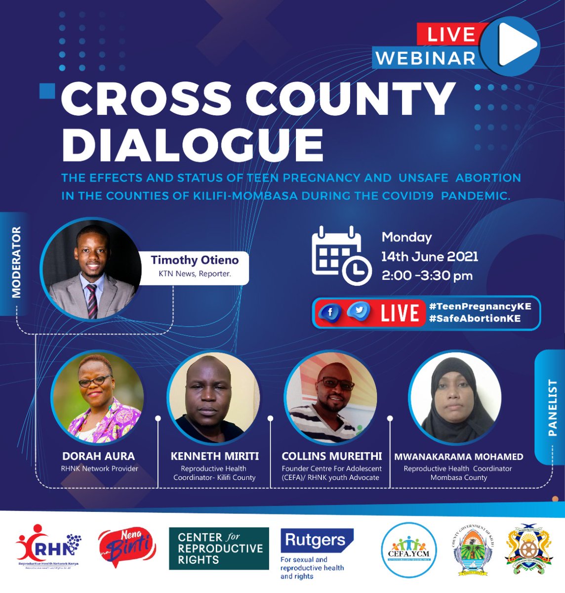 Mbugua John🇰🇪 (@mbuguajohn19) on Twitter photo Join <a href="/ReproRights/">Center for Reproductive Rights</a> and <a href="/rhnkorg/">Reproductive Health Network Kenya</a> in the CROSS COUNTY DIALOGUE on Monday. You can't miss.
#TeenPregnancyKE
#SafeAbortionKE
<a href="/nellymunyasia/">Nelly Munyasia</a> <a href="/Leilaisaak2/">Leila Abdulkeir</a> <a href="/RitahAnindo/">Ritah Anindo Obonyo</a> <a href="/fahe_k/">Fahe ✨</a> <a href="/Eve_odhis/">Evelyn</a> <a href="/FatmaShaffi/">Fatma Shaffi</a> <a href="/AngazaKilifi/">ANGAZA Youth Initiative</a> <a href="/kennybundi/">Rаn NeuRen̲̲rᅠᅠᅠᅠᅠᅠᅠᅠᅠᅠᅠᅠᅠᅠᅠᅠᅠᅠᅠᅠᅠᅠᅠᅠᅠᅠᅠᅠᅠᅠᅠᅠᅠᅠᅠᅠᅠ</a> <a href="/KTNNewsKE/">KTN News</a> <a href="/NAYAKenya/">NAYA Kenya</a> <a href="/UNFPAKen/">UNFPA Kenya</a> <a href="/CREAWKenya/">CREAW Kenya</a> <a href="/Yplus_Global/">Y+ Global</a> Join <a href="/ReproRights/">Center for Reproductive Rights</a> and <a href="/rhnkorg/">Reproductive Health Network Kenya</a> in the CROSS COUNTY DIALOGUE on Monday. You can't miss.
#TeenPregnancyKE
#SafeAbortionKE
<a href="/nellymunyasia/">Nelly Munyasia</a> <a href="/Leilaisaak2/">Leila Abdulkeir</a> <a href="/RitahAnindo/">Ritah Anindo Obonyo</a> <a href="/fahe_k/">Fahe ✨</a> <a href="/Eve_odhis/">Evelyn</a> <a href="/FatmaShaffi/">Fatma Shaffi</a> <a href="/AngazaKilifi/">ANGAZA Youth Initiative</a> <a href="/kennybundi/">Rаn NeuRen̲̲rᅠᅠᅠᅠᅠᅠᅠᅠᅠᅠᅠᅠᅠᅠᅠᅠᅠᅠᅠᅠᅠᅠᅠᅠᅠᅠᅠᅠᅠᅠᅠᅠᅠᅠᅠᅠᅠ</a> <a href="/KTNNewsKE/">KTN News</a> <a href="/NAYAKenya/">NAYA Kenya</a> <a href="/UNFPAKen/">UNFPA Kenya</a> <a href="/CREAWKenya/">CREAW Kenya</a> <a href="/Yplus_Global/">Y+ Global</a>