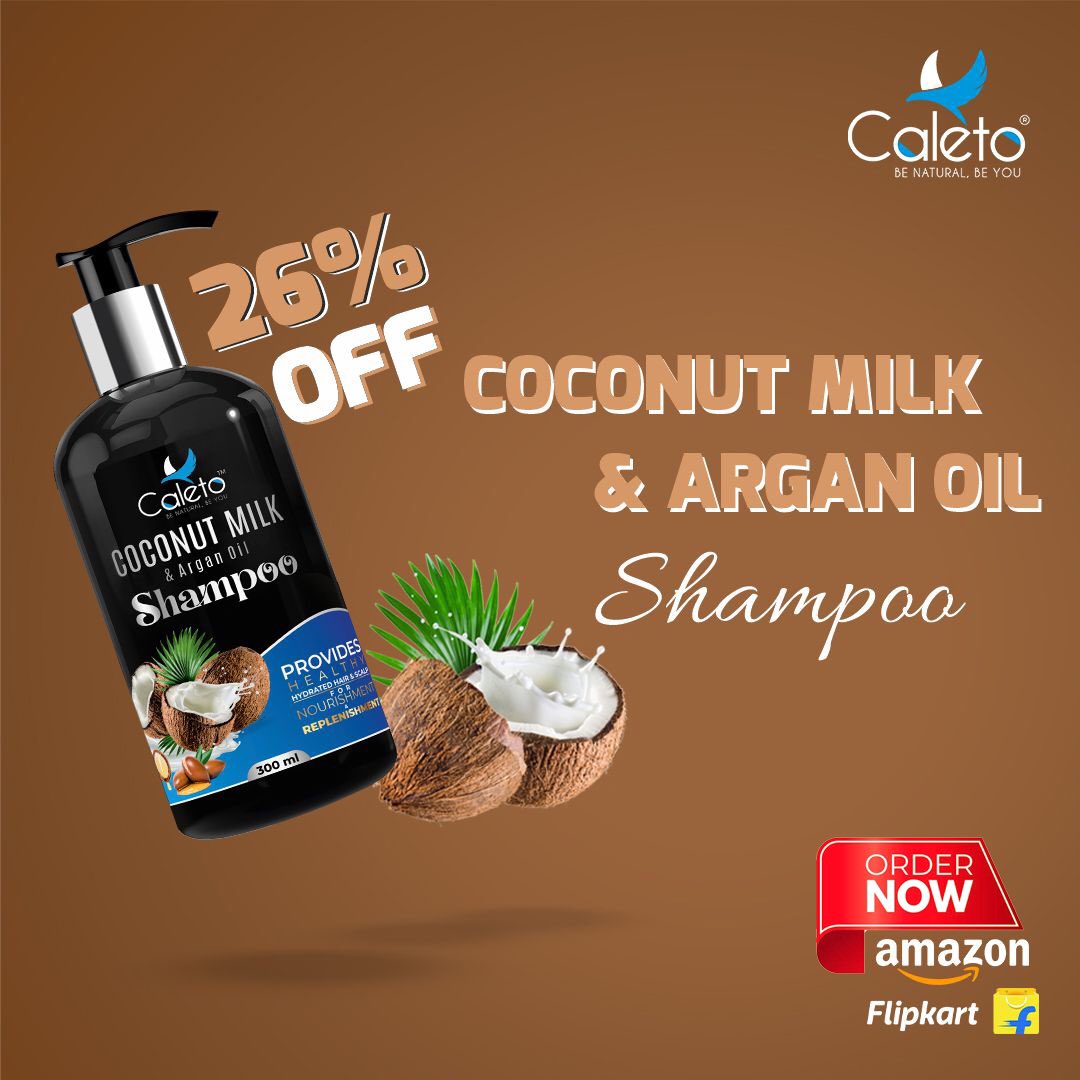 CSkincareindia's tweet photo. CALETO COCONUT MILK &amp; ARGAN OIL SHAMPOO
:Promotes Hair Growth, Smoothen &amp; Shine

✅Ideal For Men &amp; Women
✅Suits All Hair Types
✅No Parabens
✅No Harmful Chemical
✅Vegan

Try Now << https://t.co/6d93BR9k71 https://t.co/GHAa06GY9a
