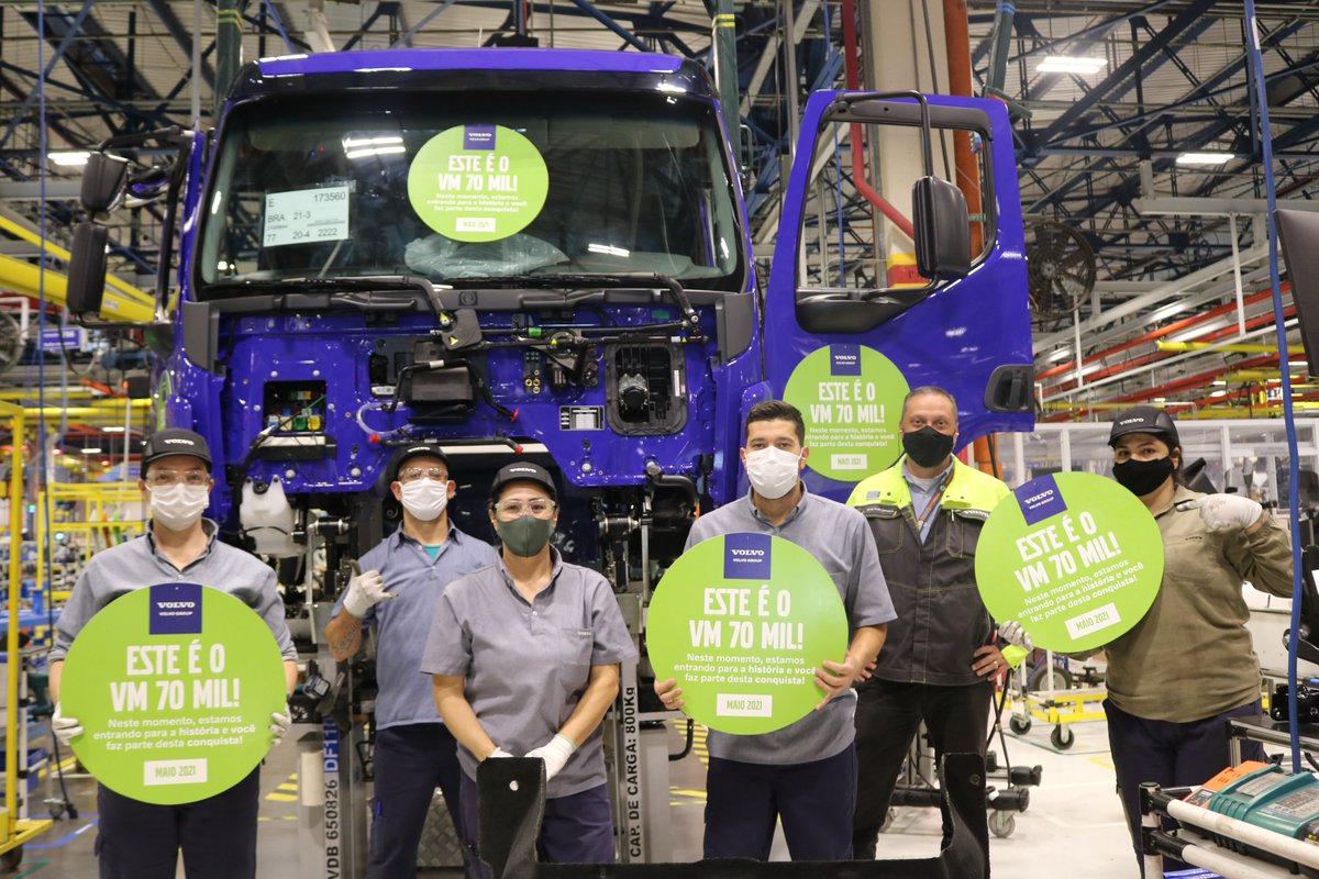 VolvoTrucks's tweet photo. Congratulations to our colleagues at Volvo Trucks in Brazil for reaching a milestone with the Volvo VM – 70,000 units have been produced since the launch in 2003! 👍😀 https://t.co/7WM6PqDW1S